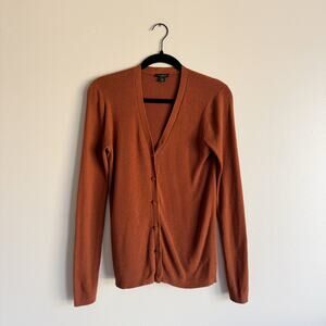 Ann Taylor Factory Brown Ribbed V Neck Button Front Cardigan Sweater - Medium